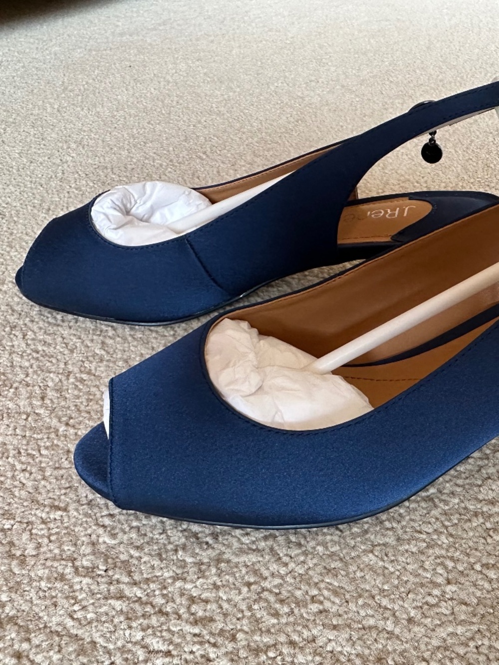 NIB J. Renee Jenvey Sandal 8WW Navy Satin - Picture 2 of 7